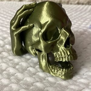 3D Printed Skull metallic green